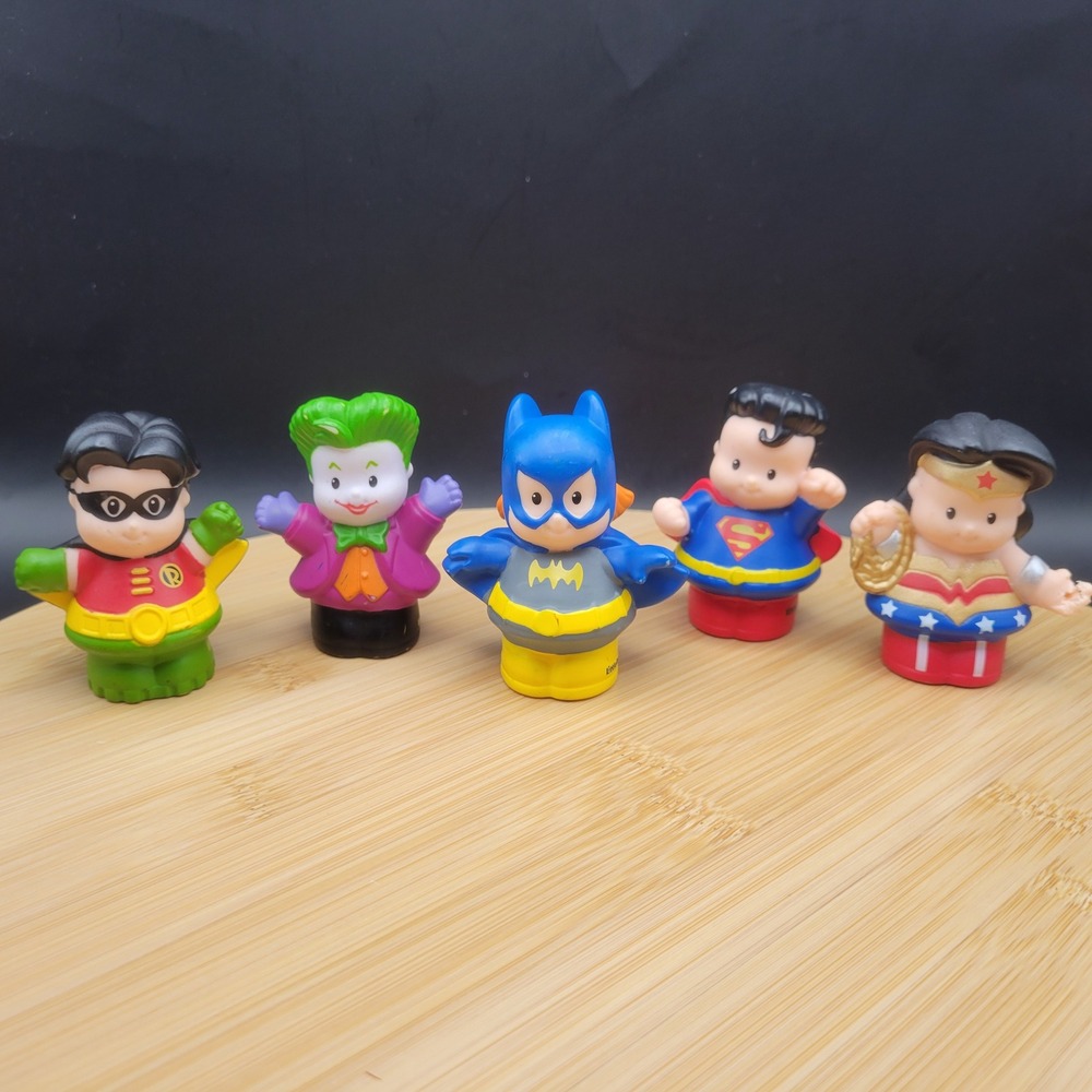 Fisher Price Little People DC Super Friends Batman Superman Wonder Wmn Joker 5pc